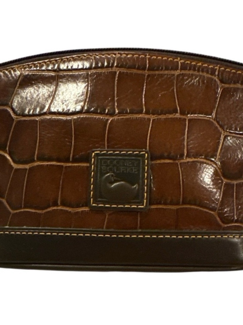Dooney & Bourke Brown Croc-Embossed Cosmetic Case
